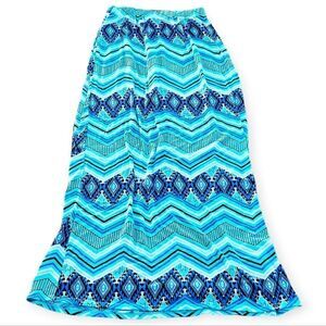 Just Be Geometric Teal Maxi Skirt, pre loved size small